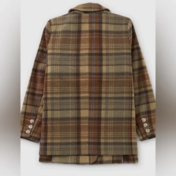 Free People Mari Plaid Blazer Jacket - Picture 7 of 16